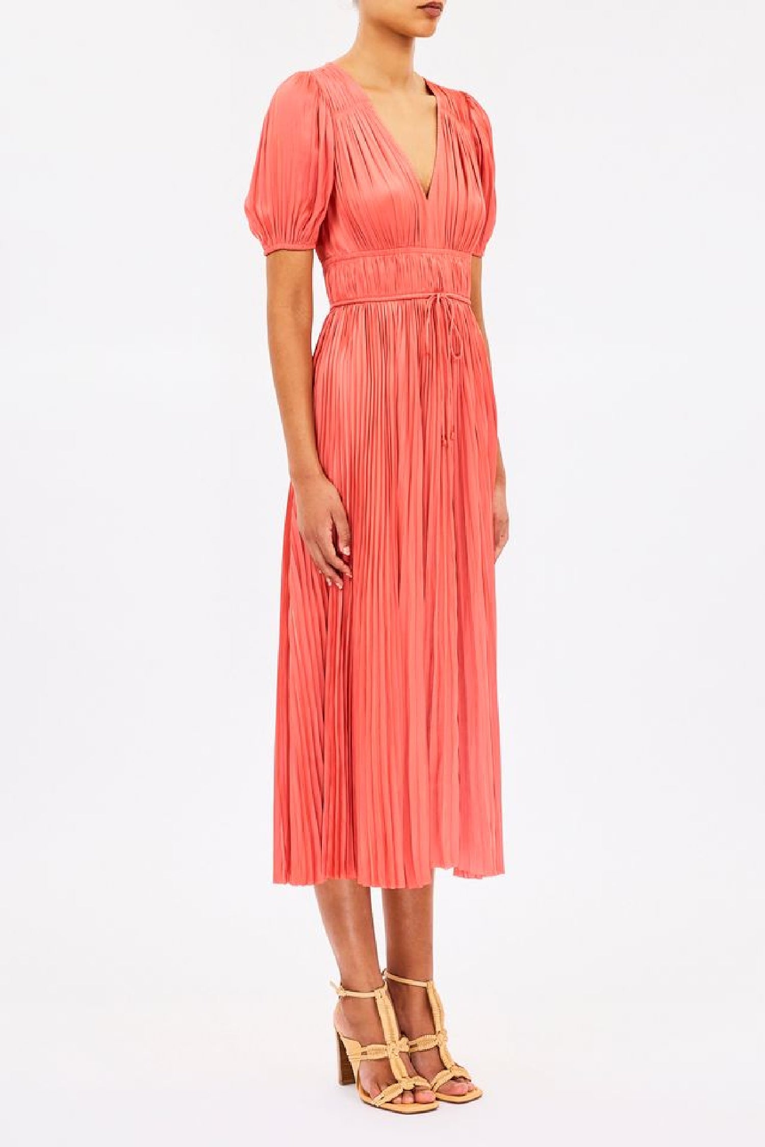 Robe Audra à manches bouffantes - Coral