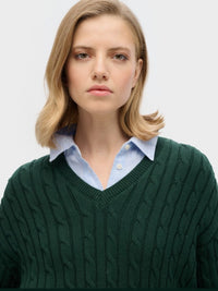 Wool and cashmere V-neck jumper - Moss Agate