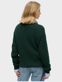 Wool and cashmere V-neck jumper - Moss Agate