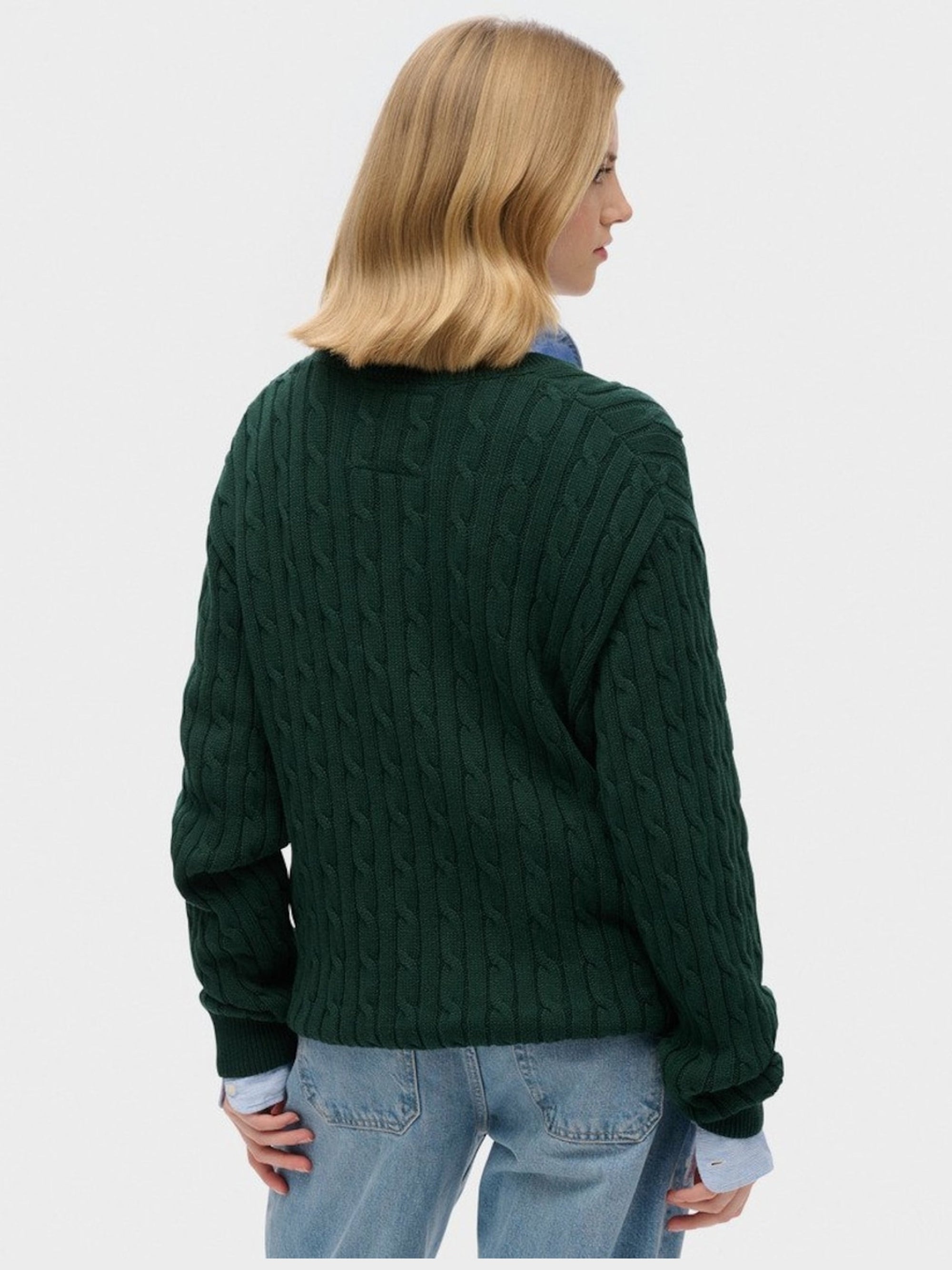 Wool and cashmere V-neck jumper - Moss Agate