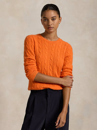 Twisted wool blend round neck jumper - College Orange Heather