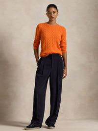 Twisted wool blend round neck jumper - College Orange Heather