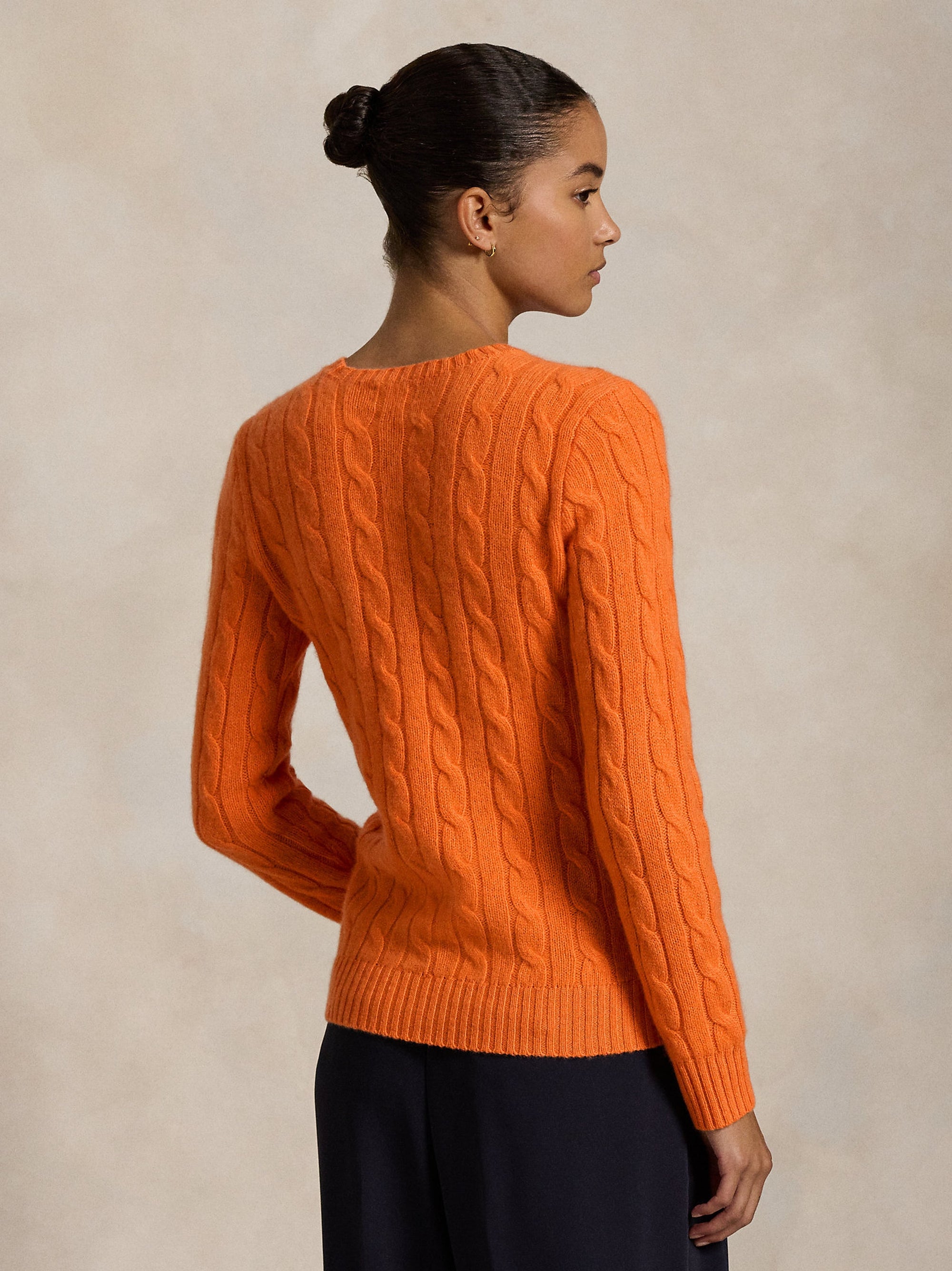 Twisted wool blend round neck jumper - College Orange Heather
