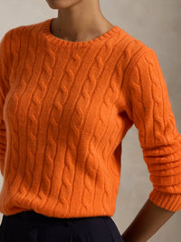 Twisted wool blend round neck jumper - College Orange Heather