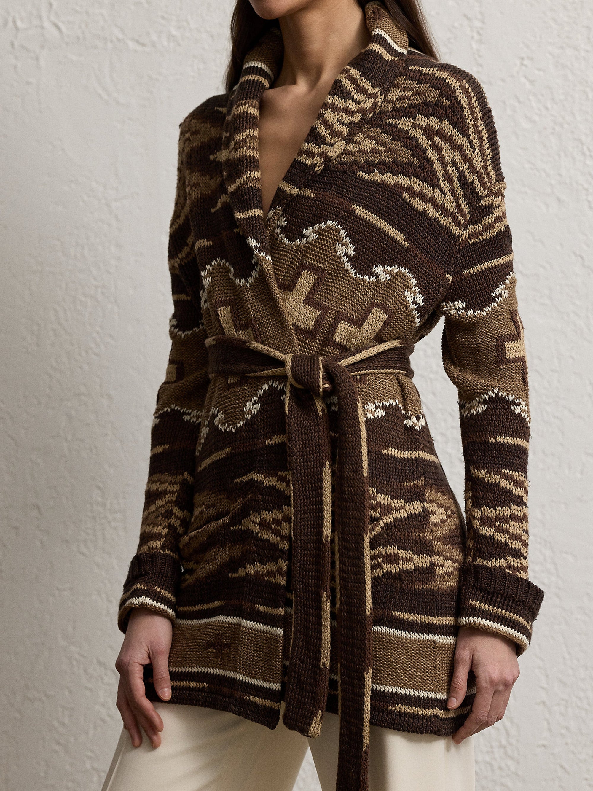 6pcs / DJV / IN-2 / OUT-2 / ST-100% / PRIX DJV-450€  // LUX TAN MULTI CARDIGAN LONG SLEEVE SHWL CL CARD