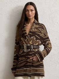 6pcs / DJV / IN-2 / OUT-2 / ST-100% / PRIX DJV-450€  // LUX TAN MULTI CARDIGAN LONG SLEEVE SHWL CL CARD