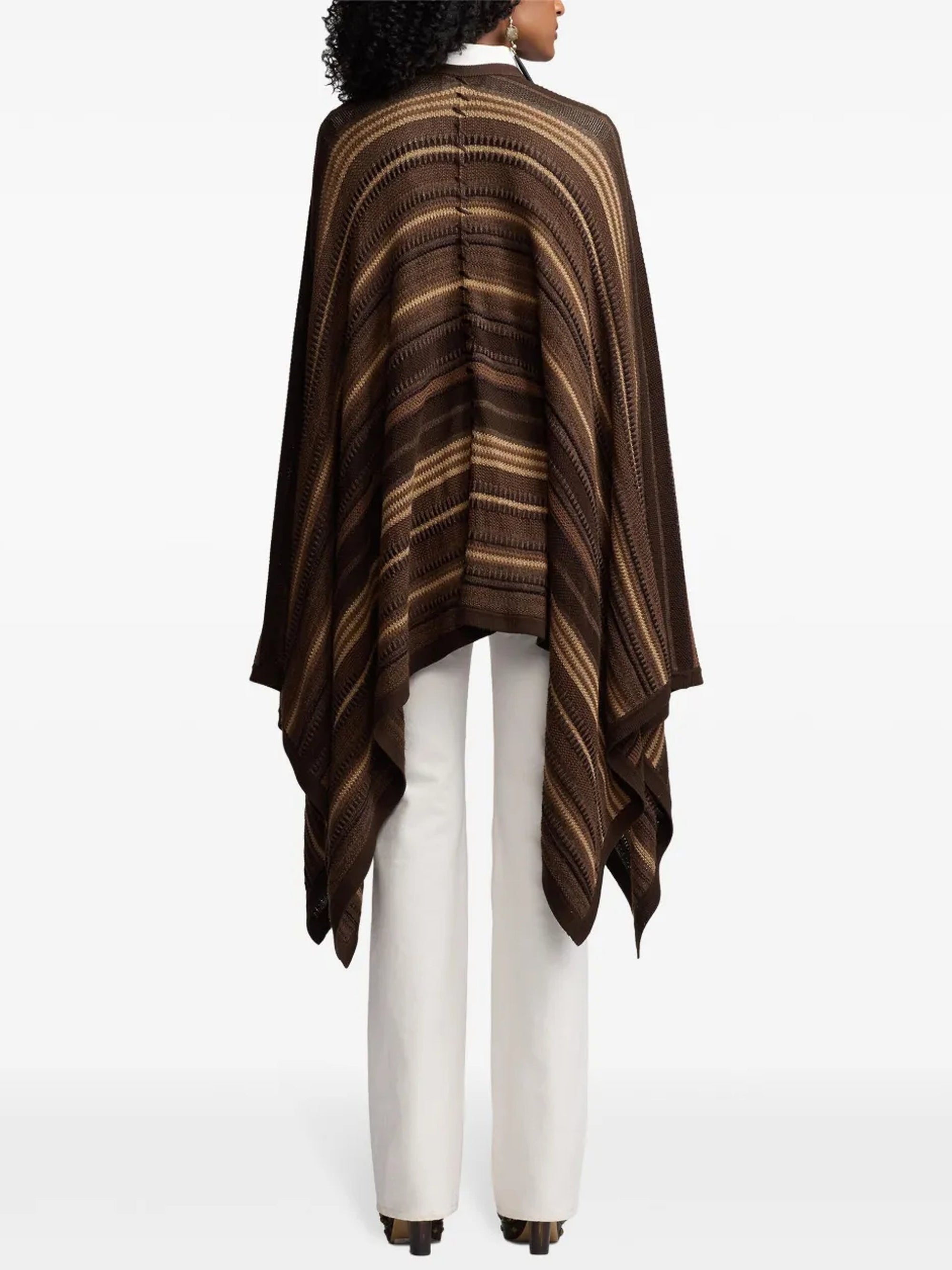 Pull Ruana en soie mélangée texturée - Mocha Multicolore