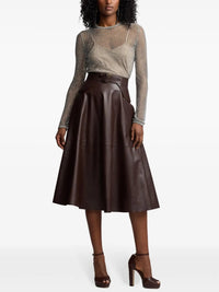 Jupe Millie à boucle en cuir - Mocha
