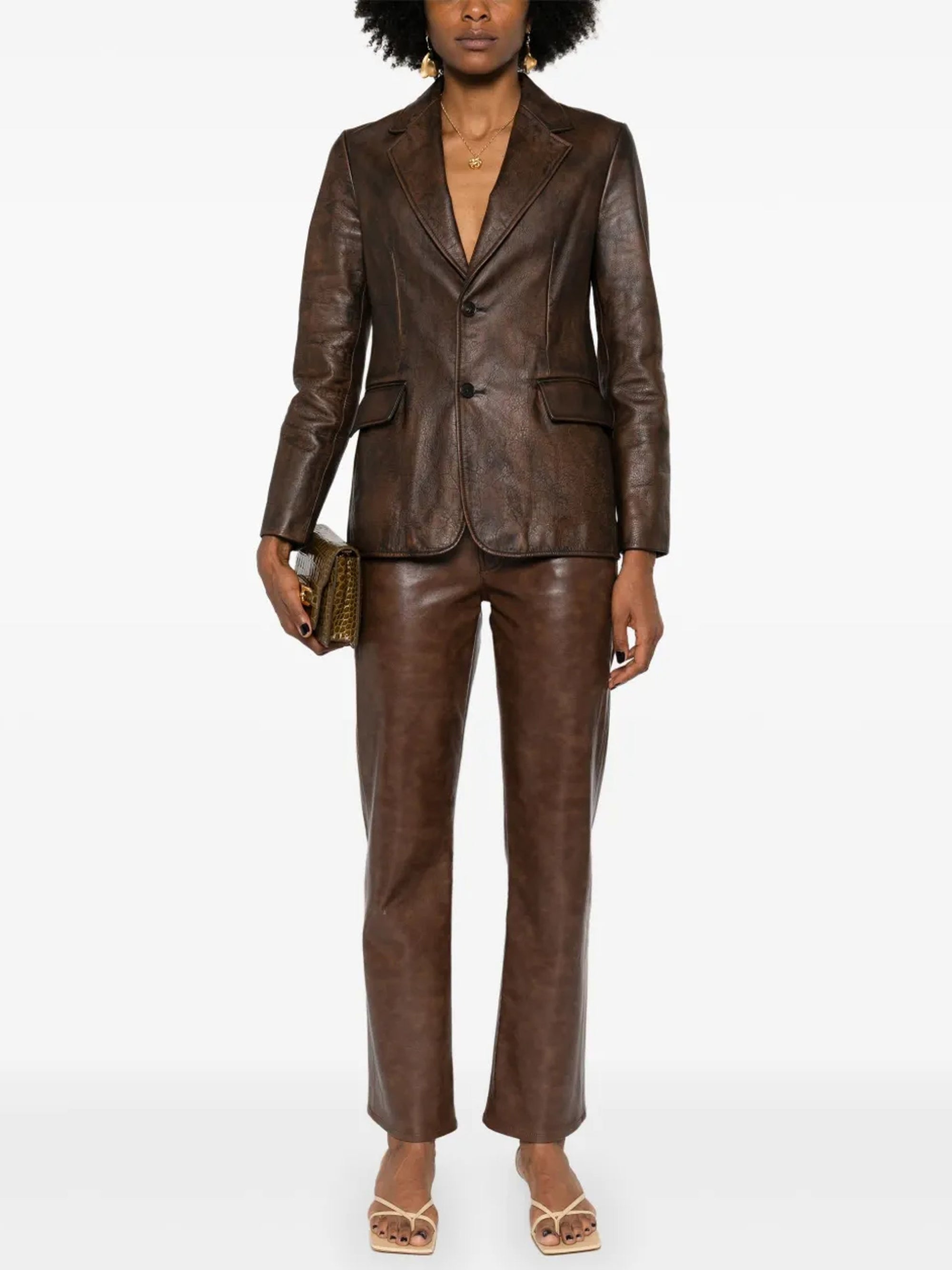 Veste Tomasso en cuir vieilli - Mocha