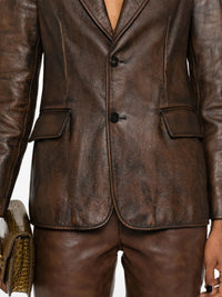 Veste Tomasso en cuir vieilli - Mocha