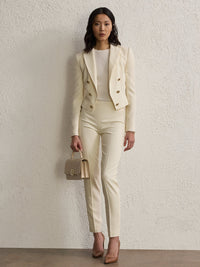 Veste de smoking Spencer crêpe de laine - Lux Cream