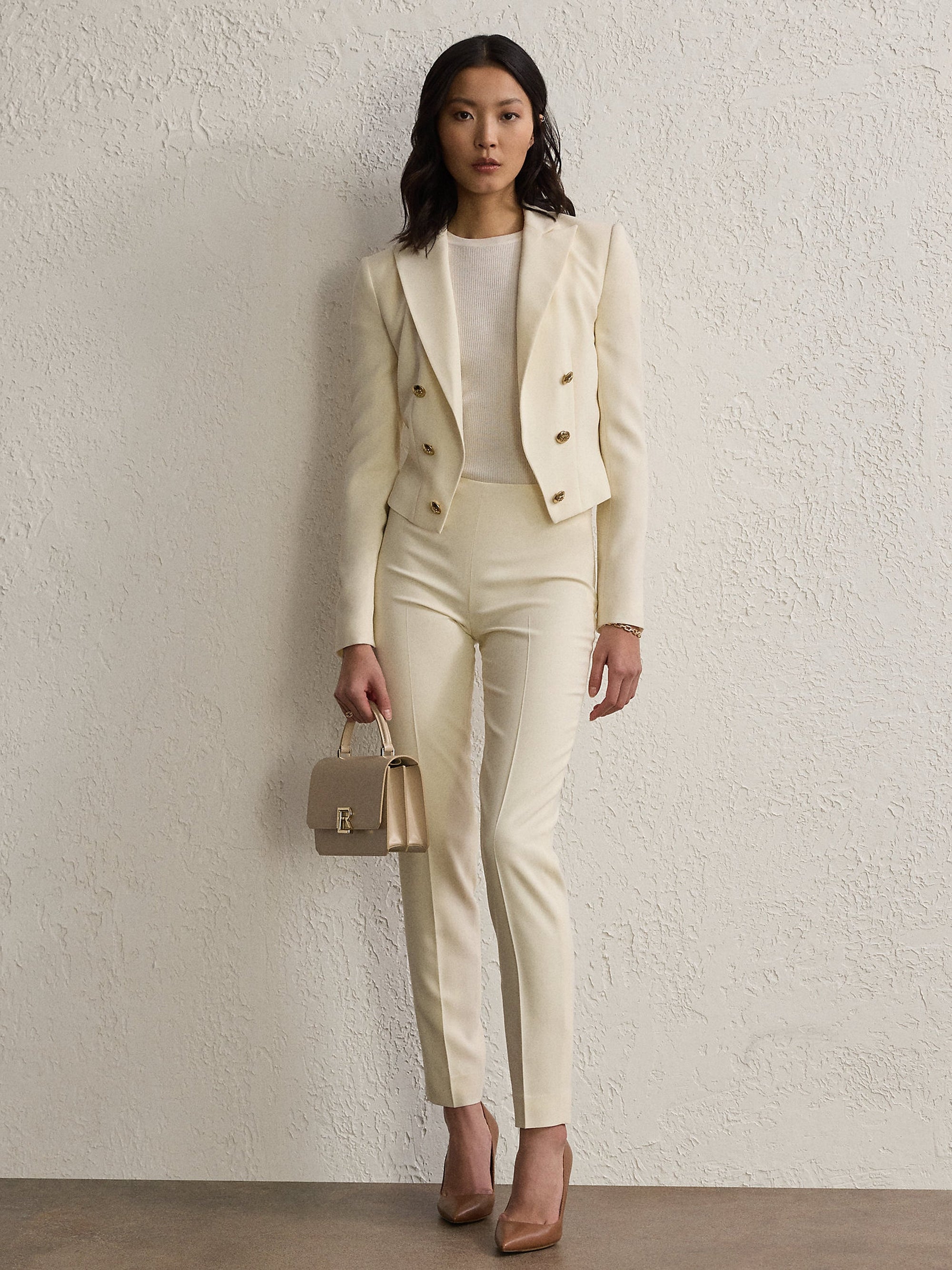 Veste de smoking Spencer crêpe de laine - Lux Cream
