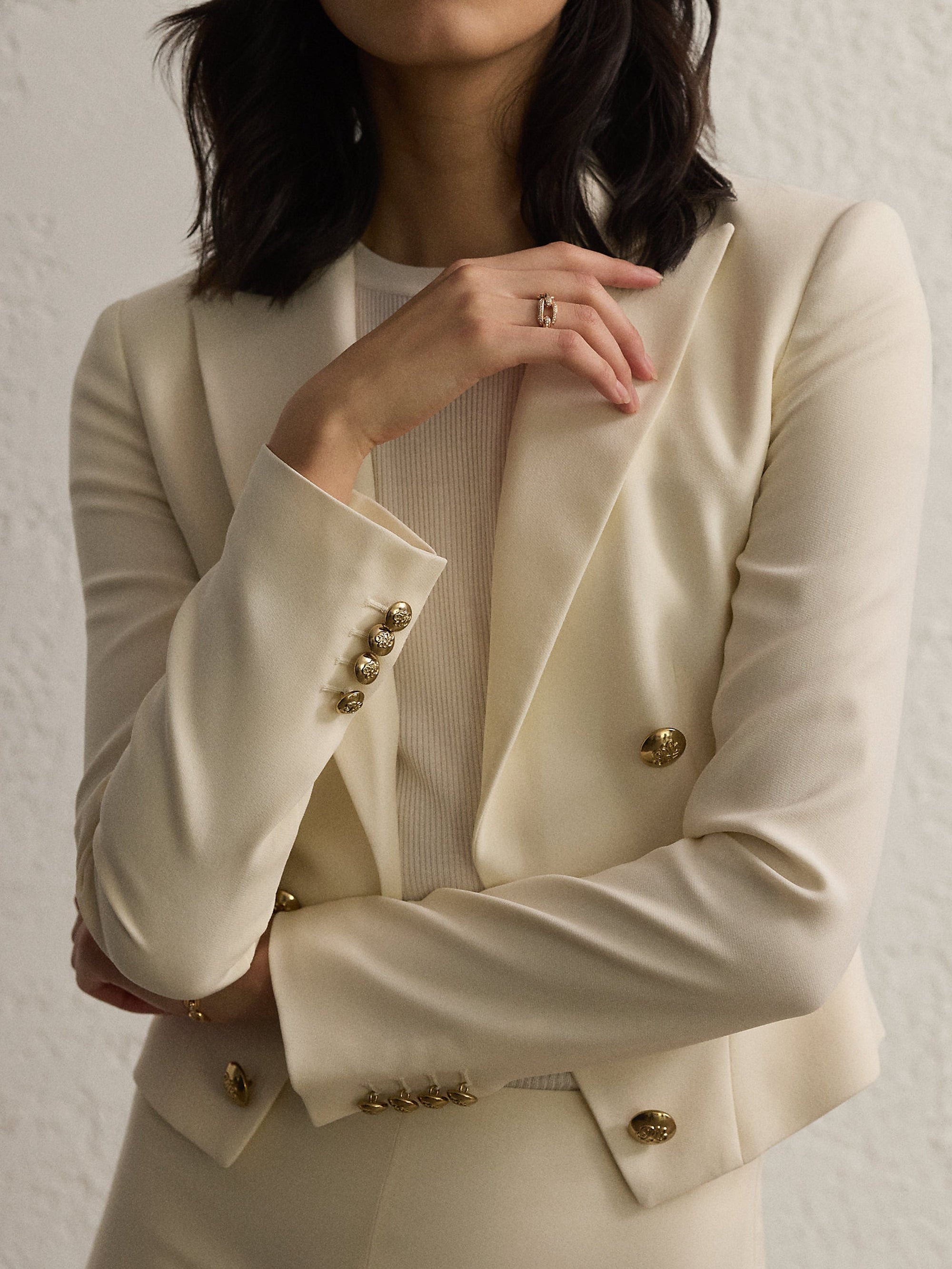 Veste de smoking Spencer crêpe de laine - Lux Cream