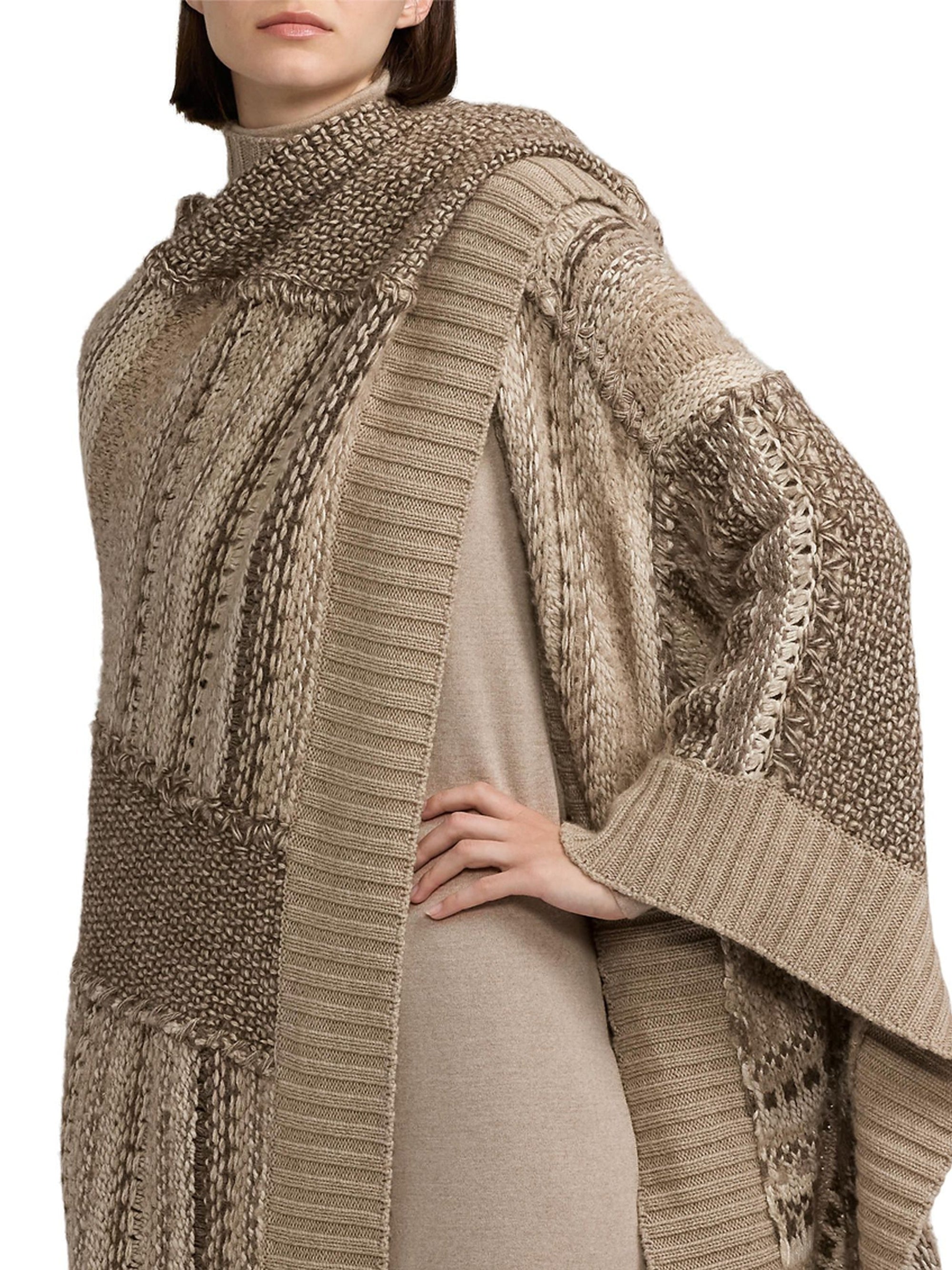 Patchwork cashmere wrap jumper - Mineral Multicolore