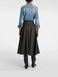 Jupe Jennine en flanelle de laine - Medium Grey
