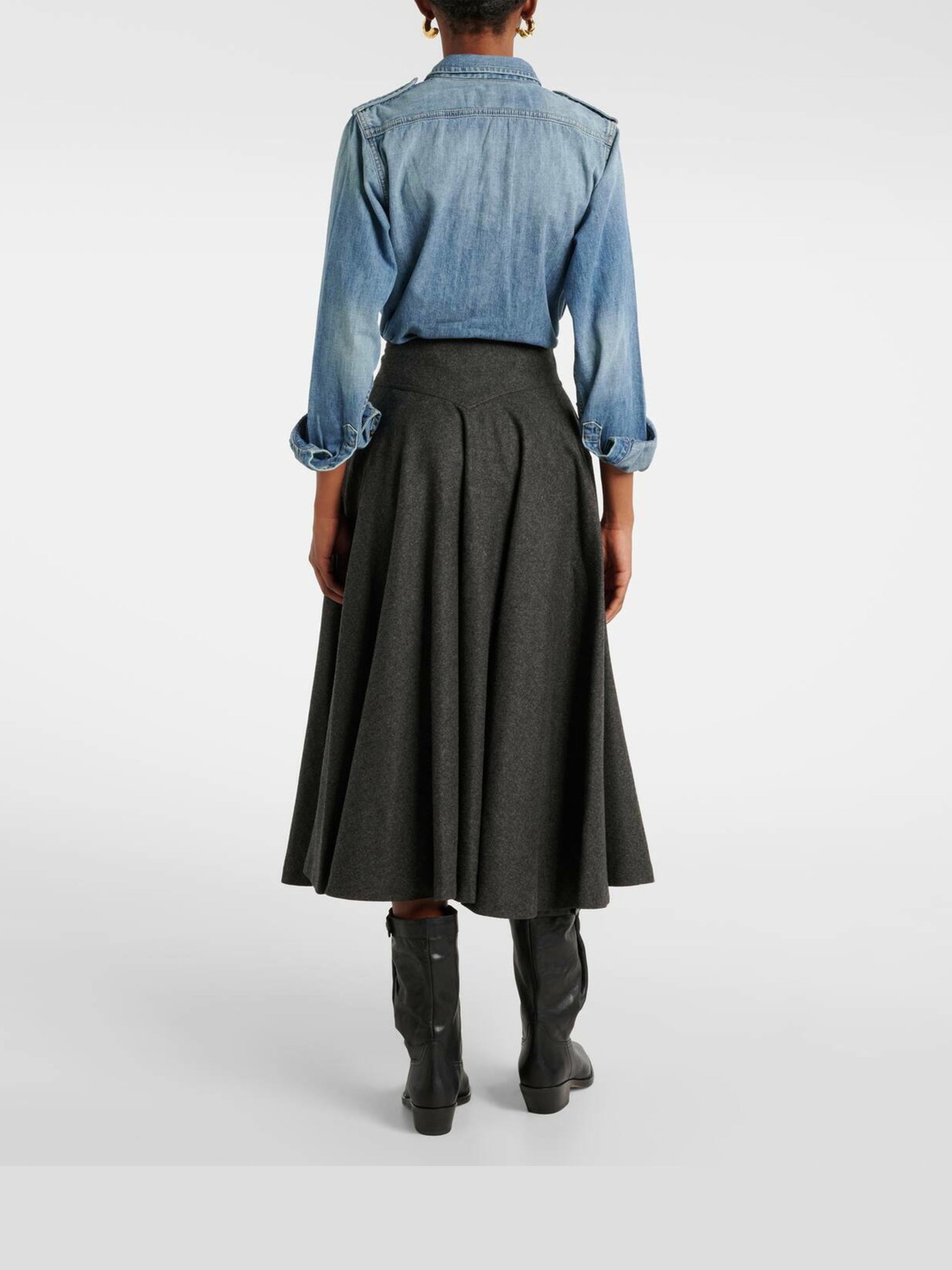 Jupe Jennine en flanelle de laine - Medium Grey