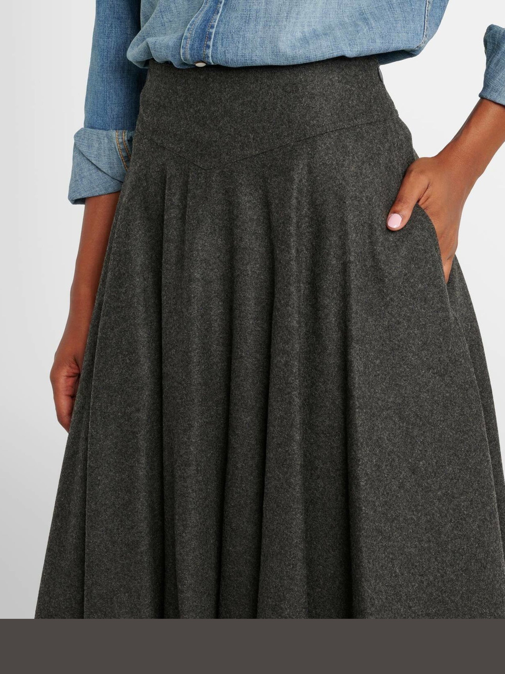 Jupe Jennine en flanelle de laine - Medium Grey