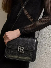 Sac bandoulière RL 888 en cuir repoussé - Black