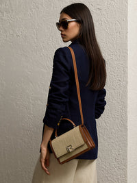 Sac porté main tissé RL 888 en lin - Natural & Rl Gold
