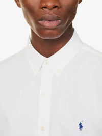 Chemise ajustée popeline de coton gratté - White