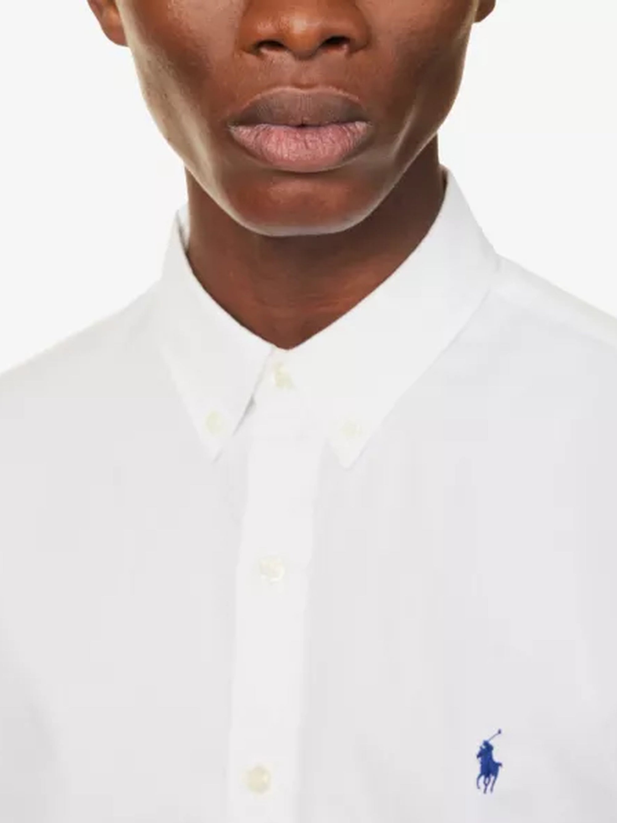 Chemise ajustée popeline de coton gratté - White