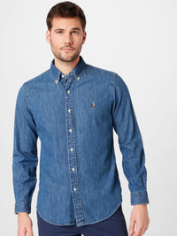 Chemise workwear ajustée en chambray - Dark Wash