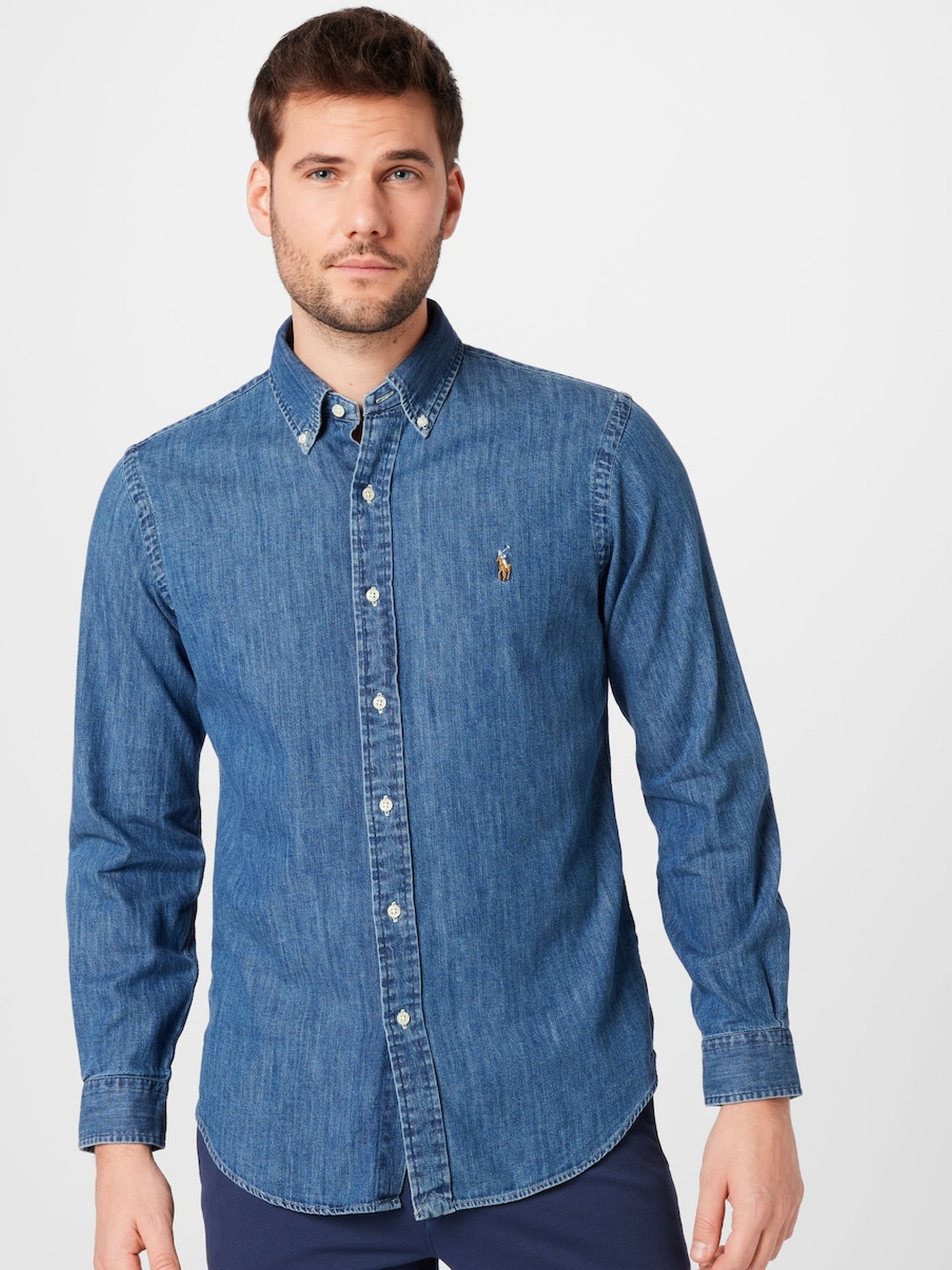 Chemise workwear ajustée en chambray - Dark Wash