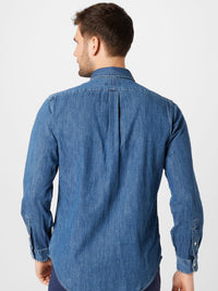 Chemise workwear ajustée en chambray - Dark Wash