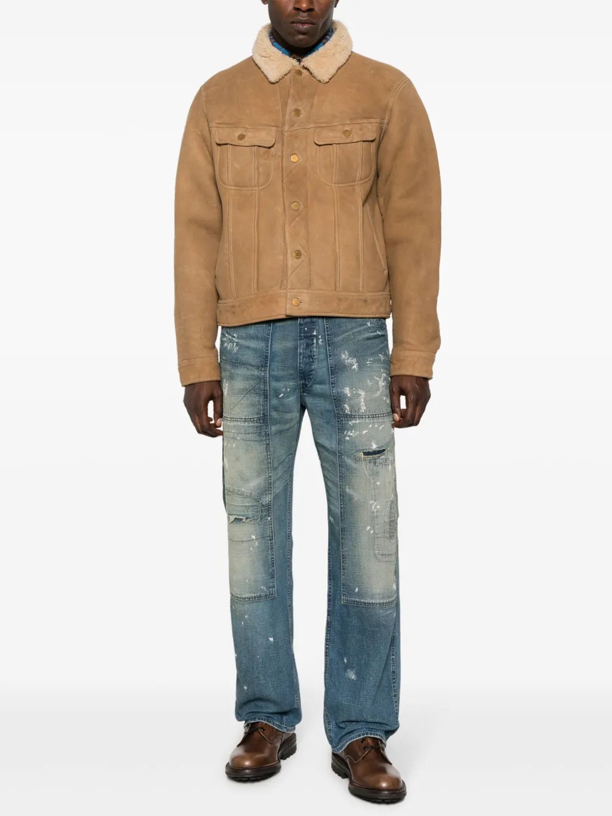 Veste en peau lainée - Khaki