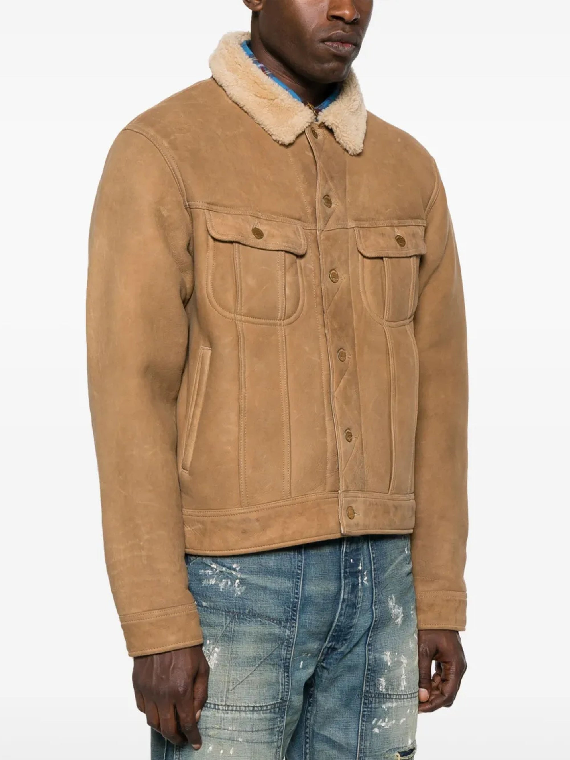 Veste en peau lainée - Khaki