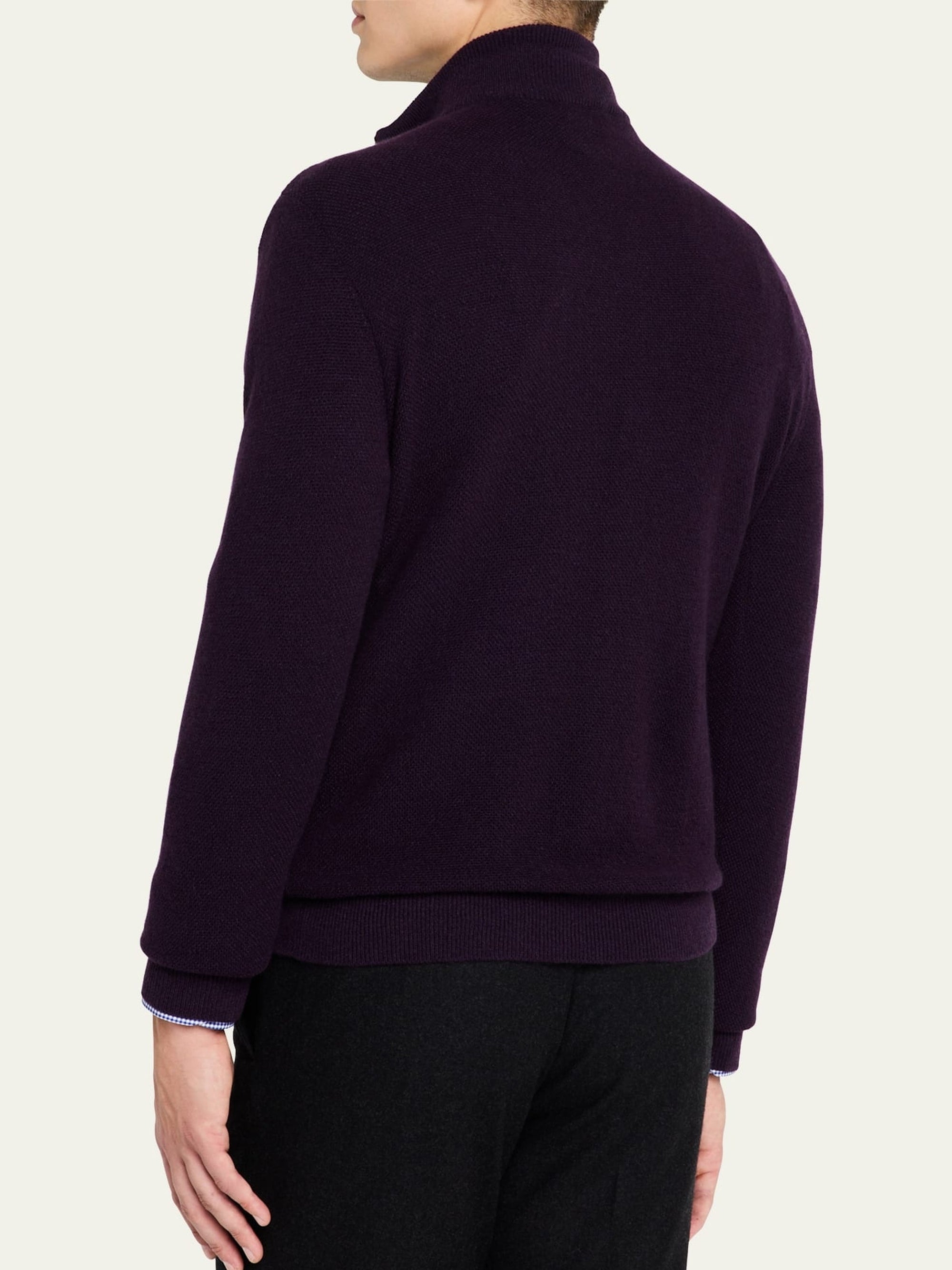 Pull demi-zippé cachemire œil-de-perdrix - Manor Purple Multi