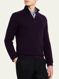 Pull demi-zippé cachemire œil-de-perdrix - Manor Purple Multi
