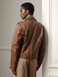 Veste moto Locklear en cuir - Gold