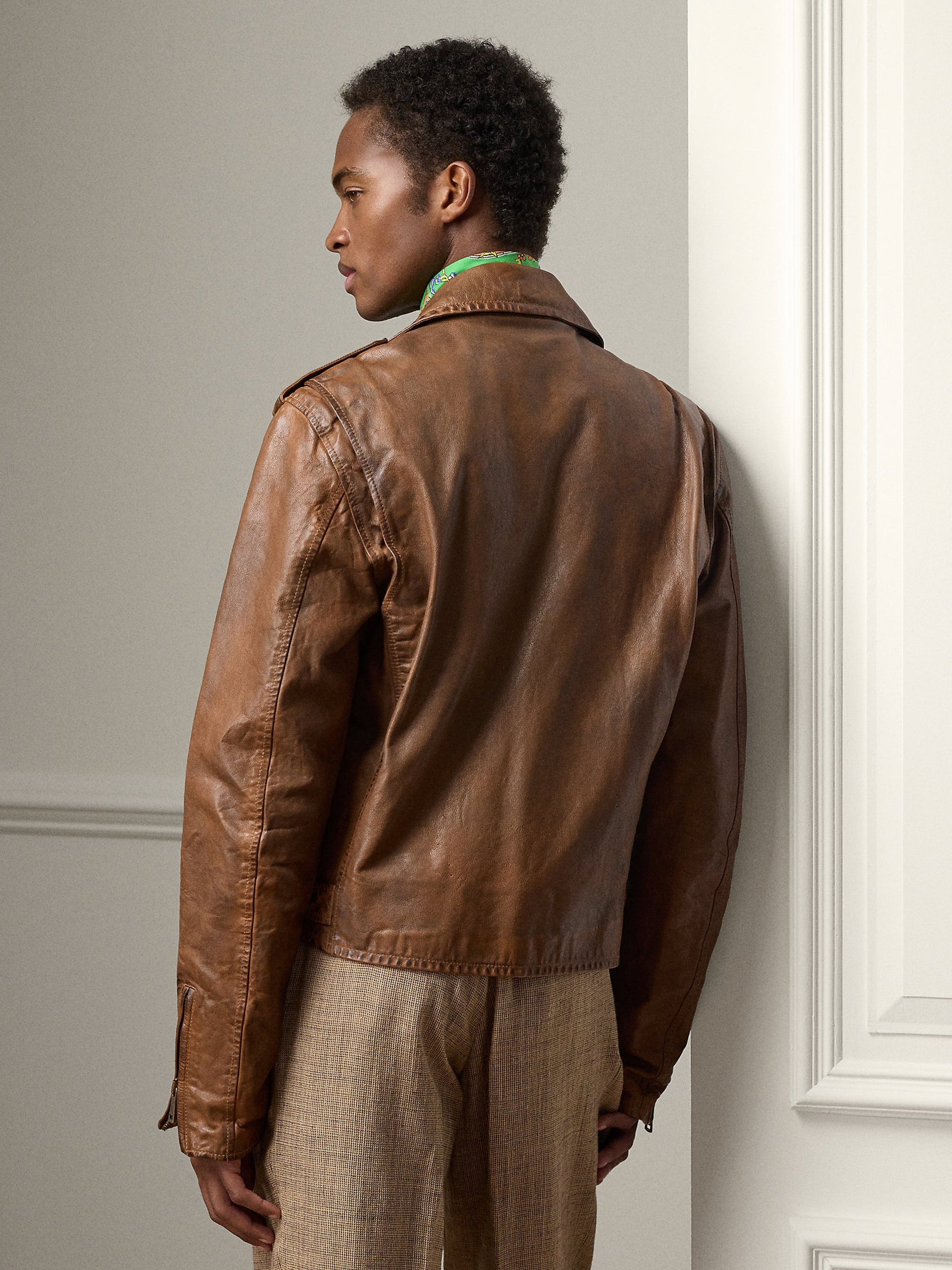 Veste moto Locklear en cuir - Gold