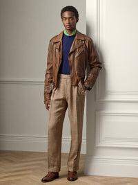 Veste moto Locklear en cuir - Gold