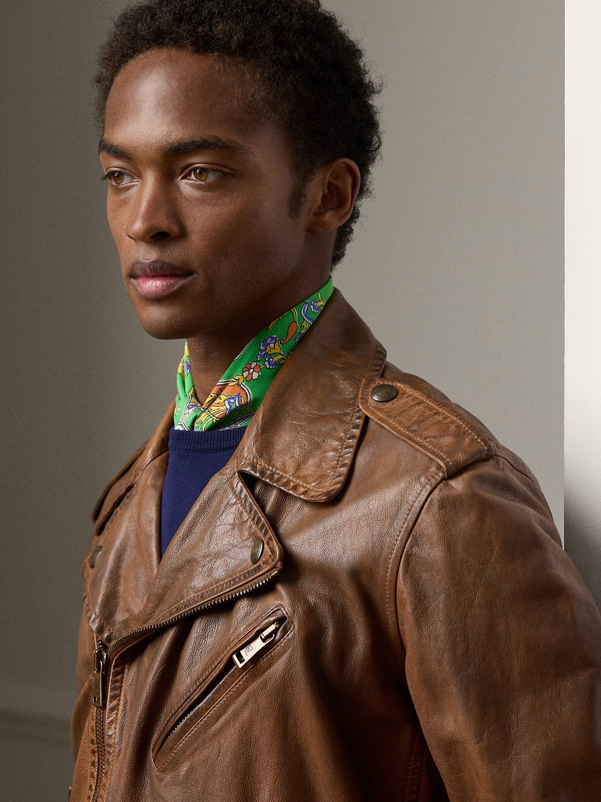 Veste moto Locklear en cuir - Gold