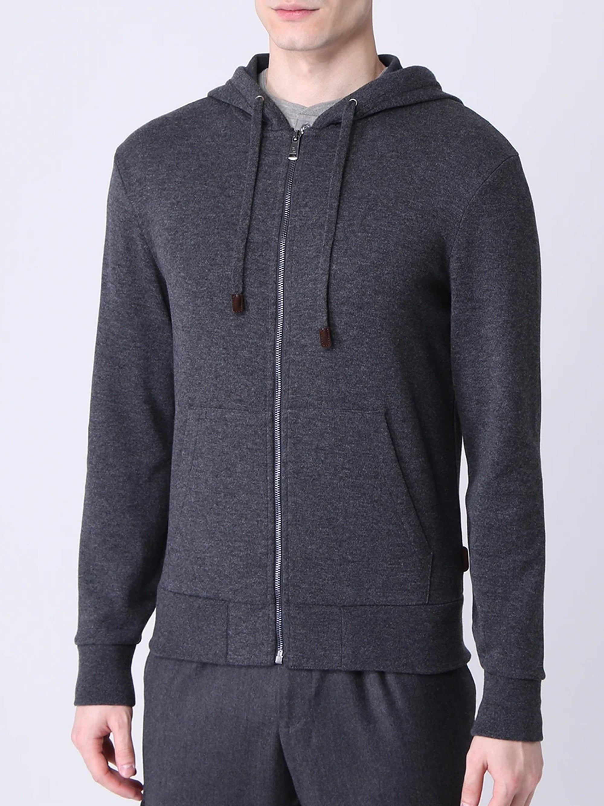 Sweat à capuche en maille double - Dark Grey Melange