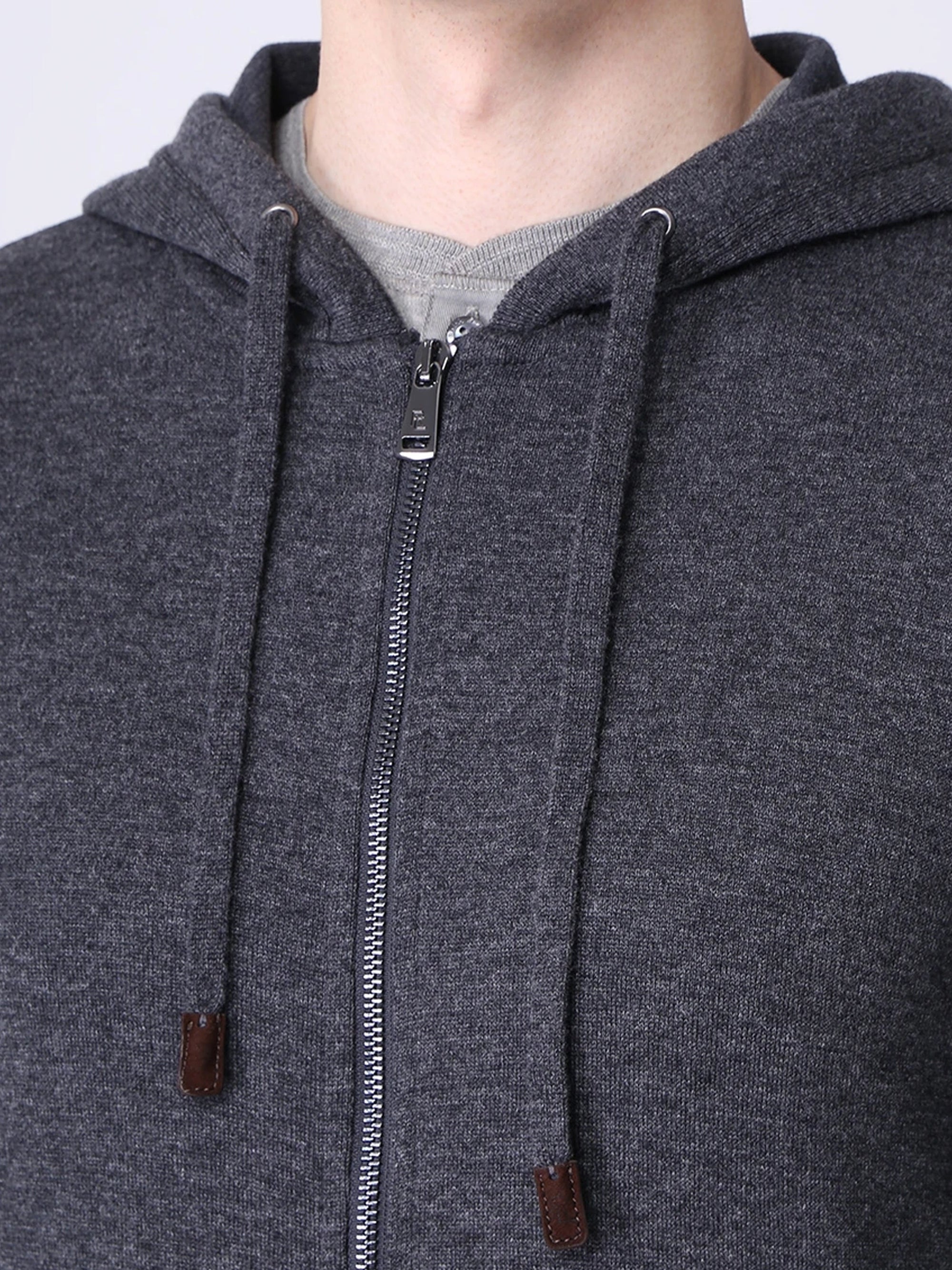 Sweat à capuche en maille double - Dark Grey Melange