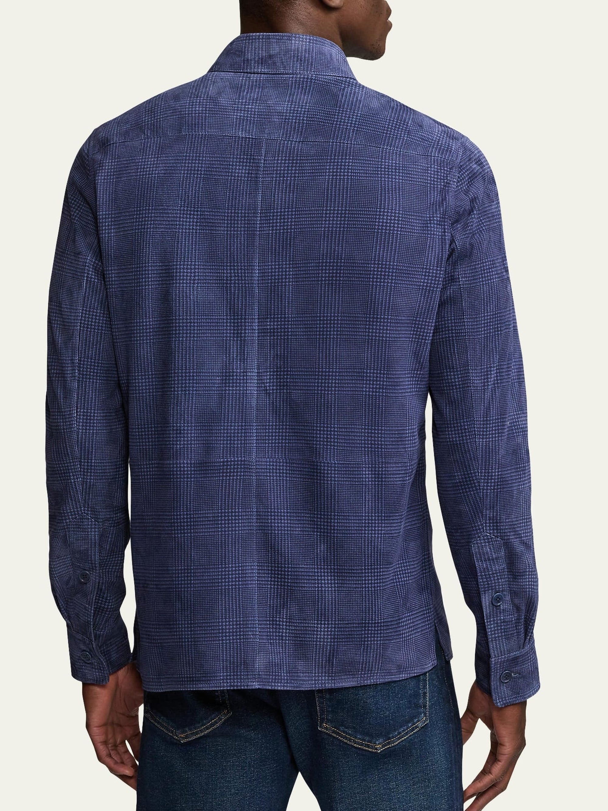 Surchemise à motif écossais en daim - Crown Blue Melange
