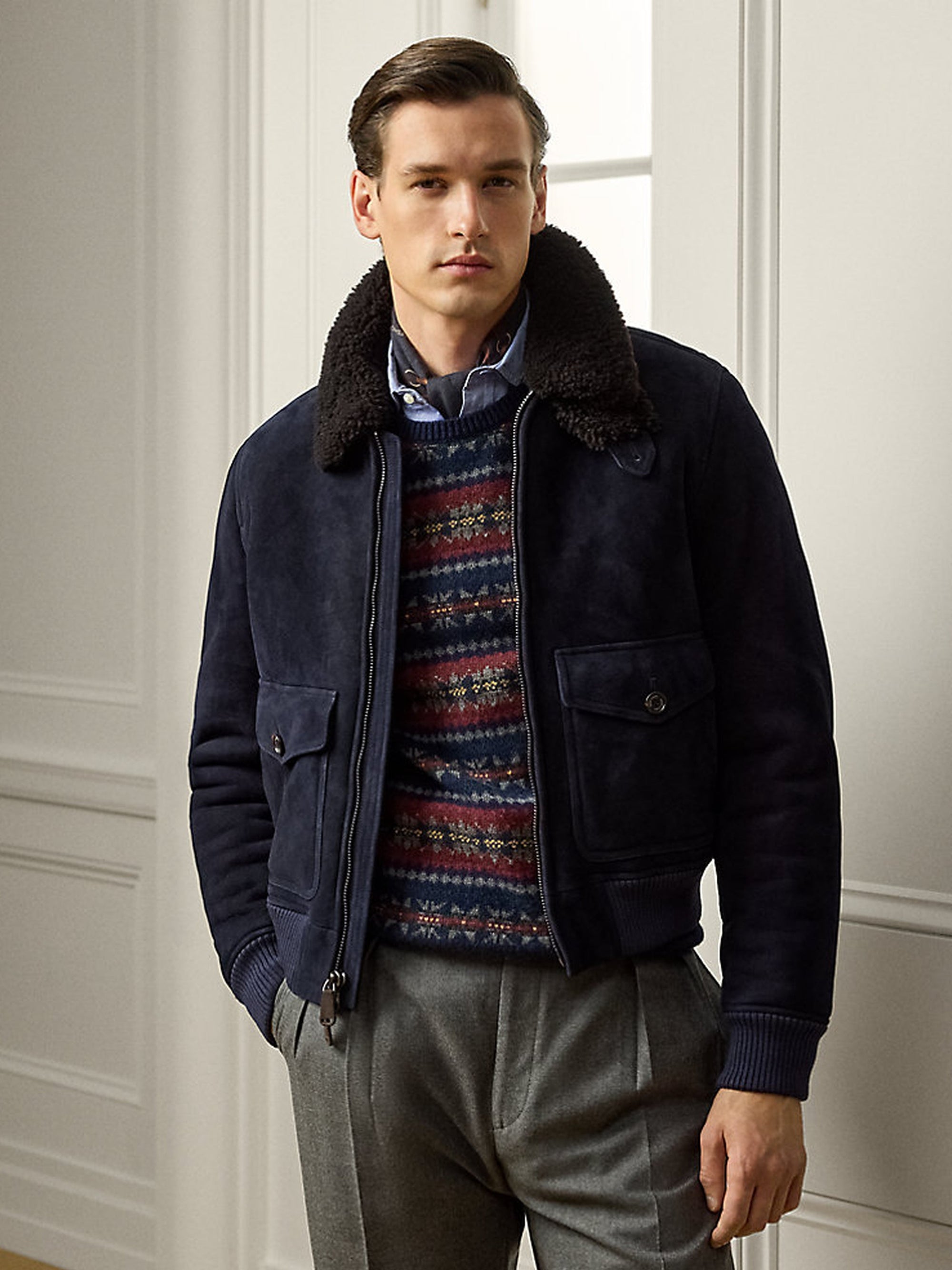 Bomber en peau lainée - Classic Chairman Navy