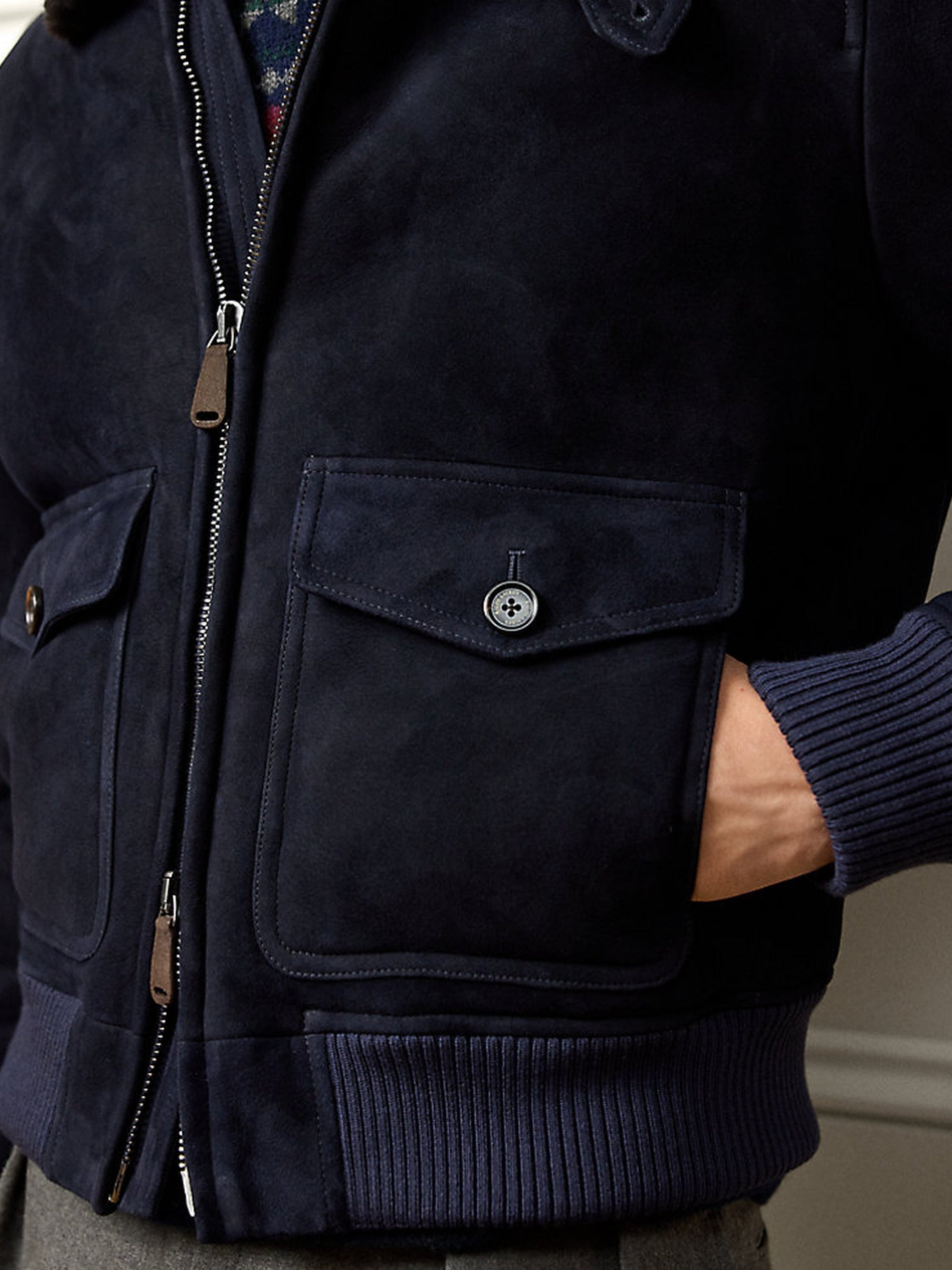Bomber en peau lainée - Classic Chairman Navy