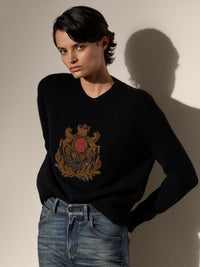 Pull avec broderie bullion en cachemire - Classic Black