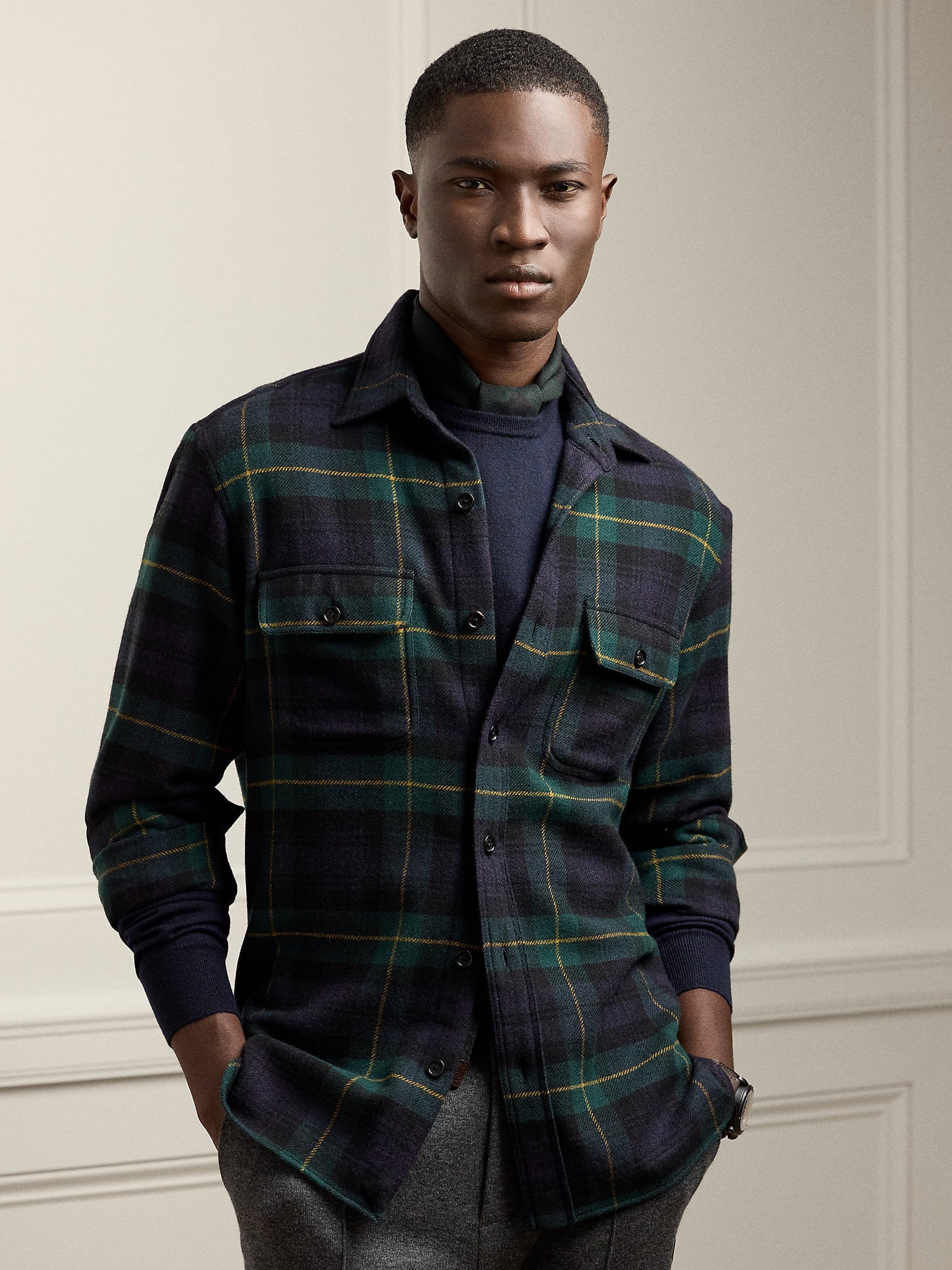 Wool and cashmere tartan shirt - Multicolour