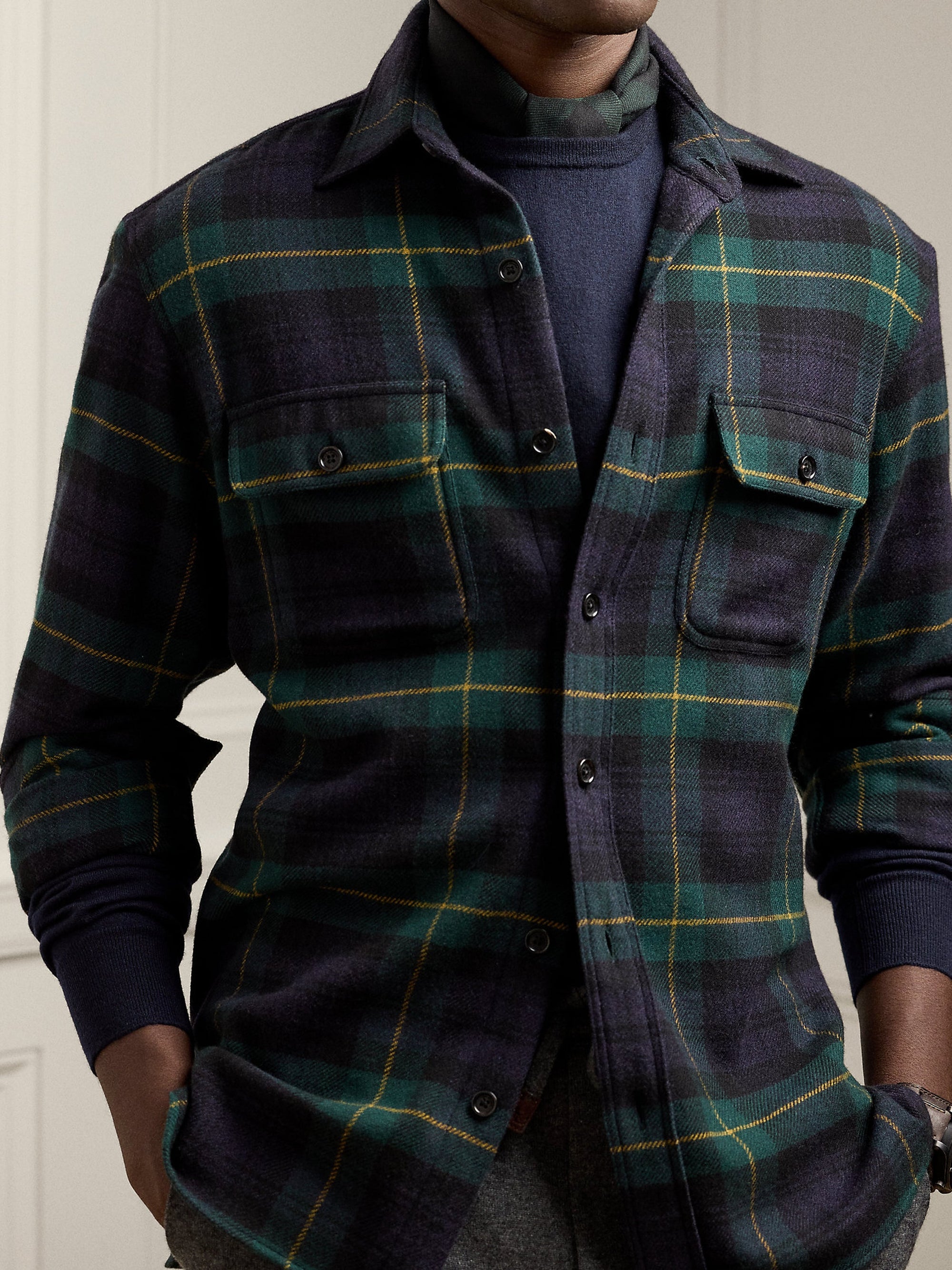 Wool and cashmere tartan shirt - Multicolour