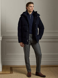 Wool blend hooded down jacket - Classic Chairman Navy