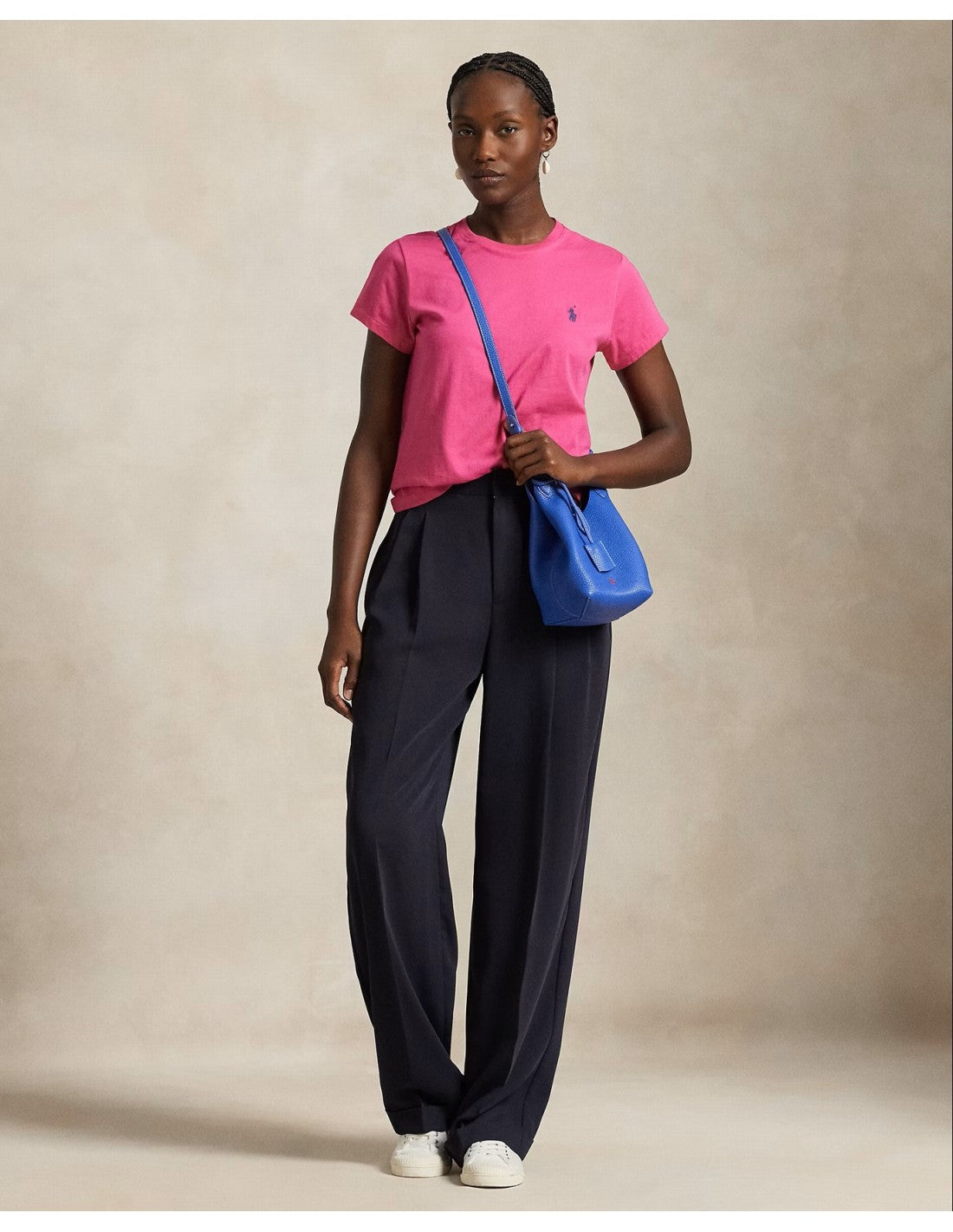 T-shirt col rond jersey de coton - Desert Pink With Bright Blue Pp