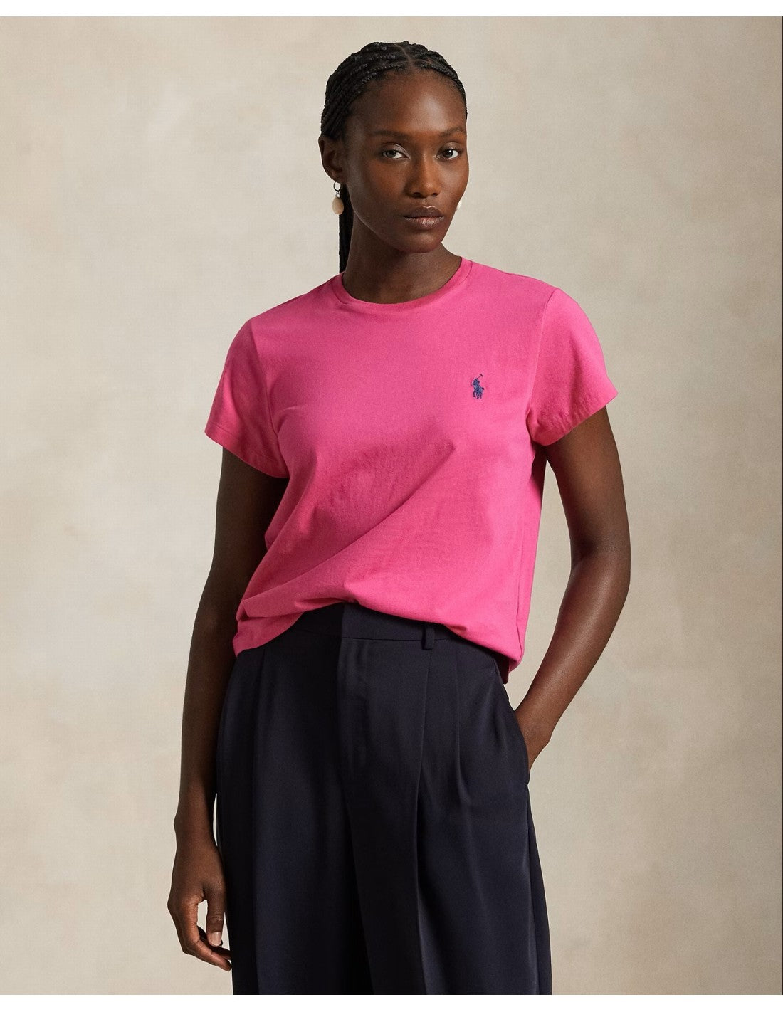 T-shirt col rond jersey de coton - Desert Pink With Bright Blue Pp
