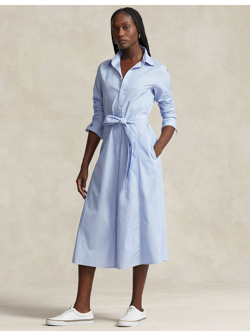 Robe-chemise à manches longues en lin - Light Blue