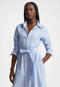 Robe-chemise à manches longues en lin - Light Blue