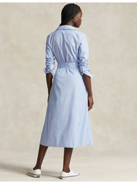Robe-chemise à manches longues en lin - Light Blue